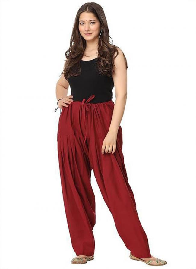 Rayon Red Festival Wear Pleated Patiala Pants